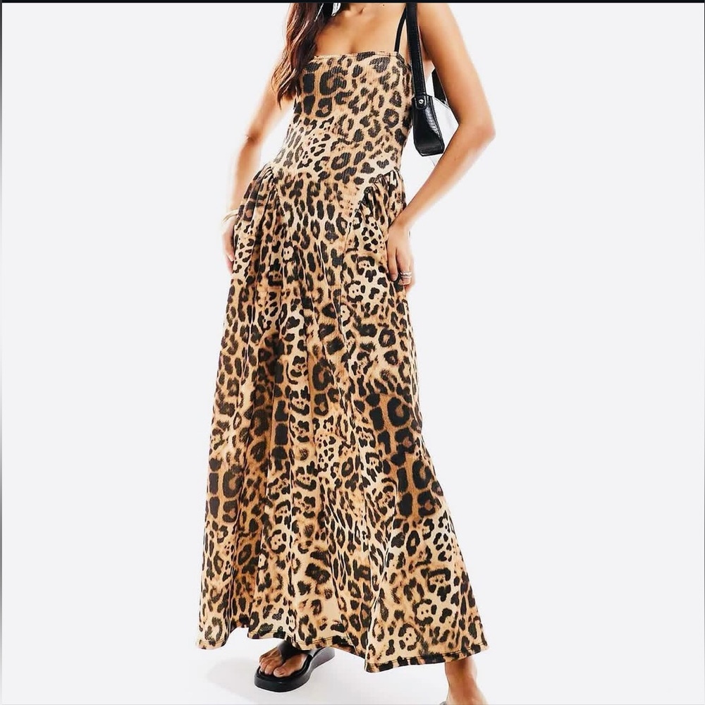 ASOS Leopard Print Maxi Dress - Basque Waist